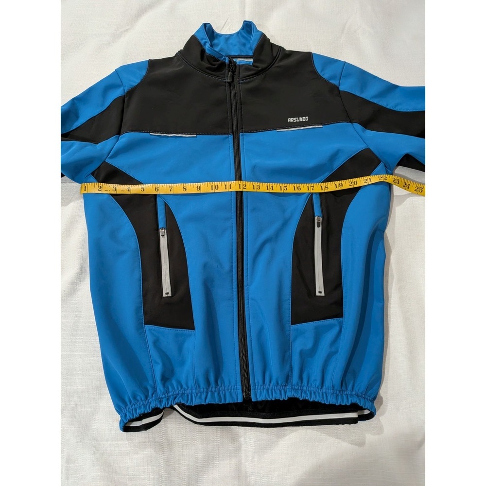 ARSUXEO Cycling Jacket Soft Shell Fleece Windproof Waterproof Reflective XL Blue - Picture 4 of 7